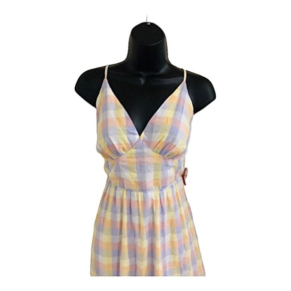 Jessica Simpson‎ pastel tiered cutout back tie summer halter dress size medium - Picture 9 of 16
